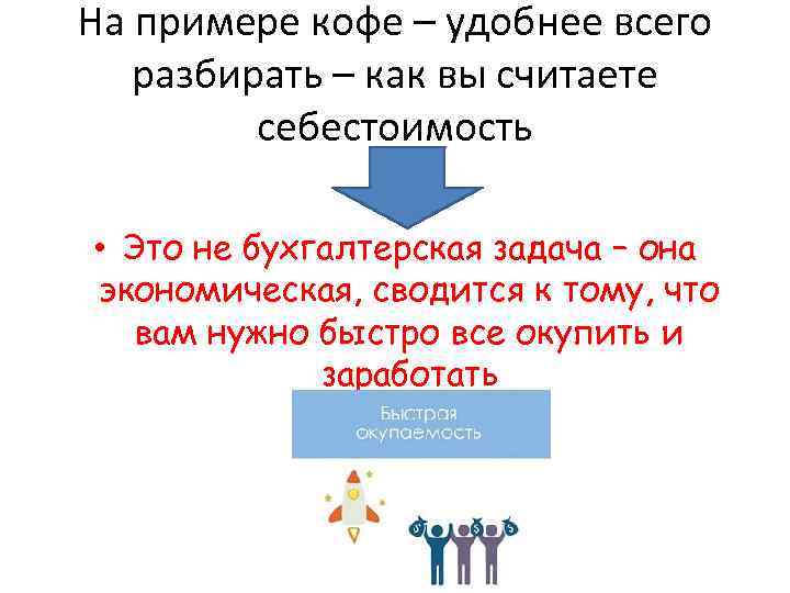 На примере кофе – удобнее всего разбирать – как вы считаете себестоимость • Это