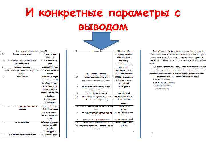 И конкретные параметры с выводом 