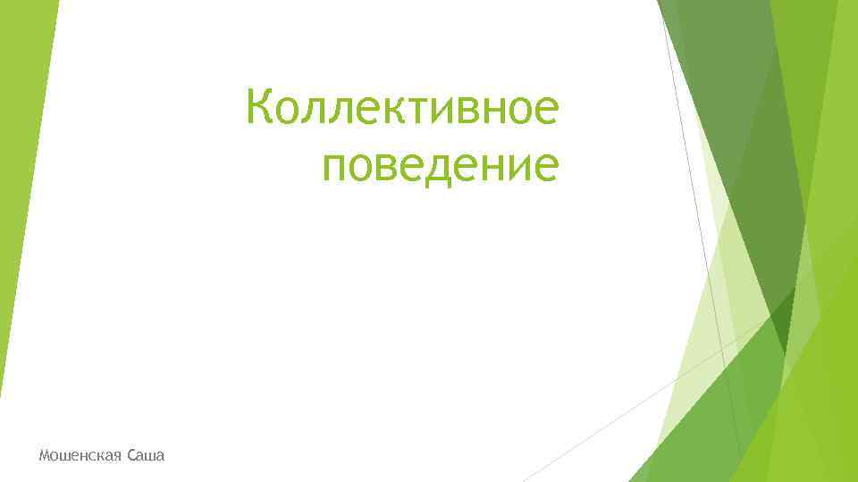 Коллективное поведение Мошенская Саша 