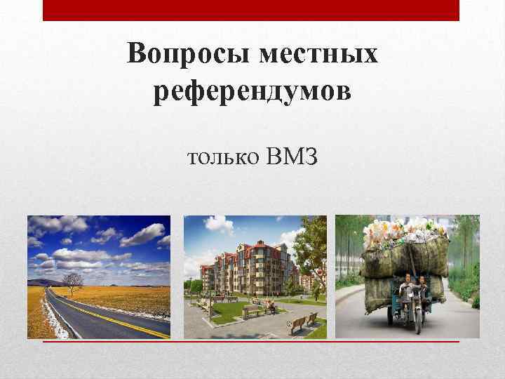 Вопросы местных референдумов только ВМЗ 