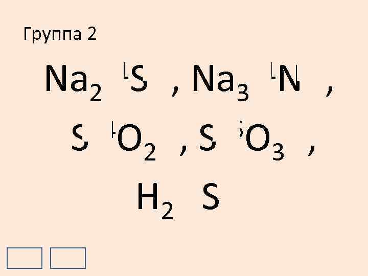 Группа 2 +1 S-2, +1 N-3, Na 2 Na 3 +4 O -2, S+6