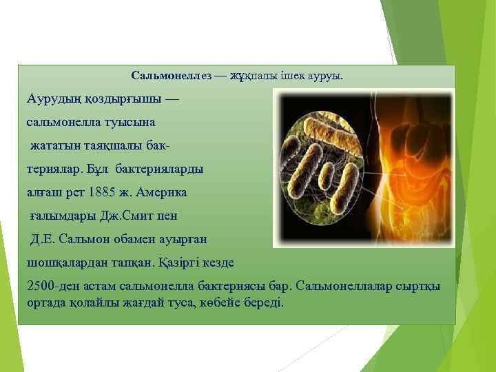 Сальмонеллез — жұқпалы ішек ауруы. Аурудың қоздырғышы — сальмонелла туысына жататын таяқшалы бактериялар. Бұл