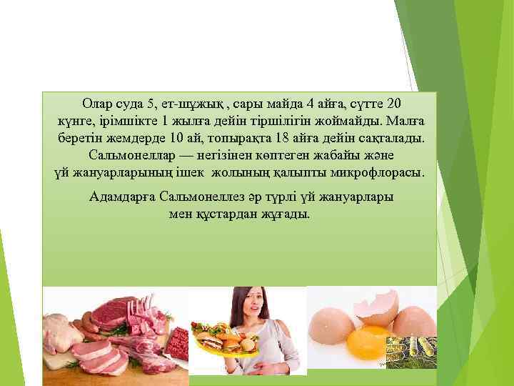 Олар суда 5, ет-шұжық , сары майда 4 айға, сүтте 20 күнге, ірімшікте 1