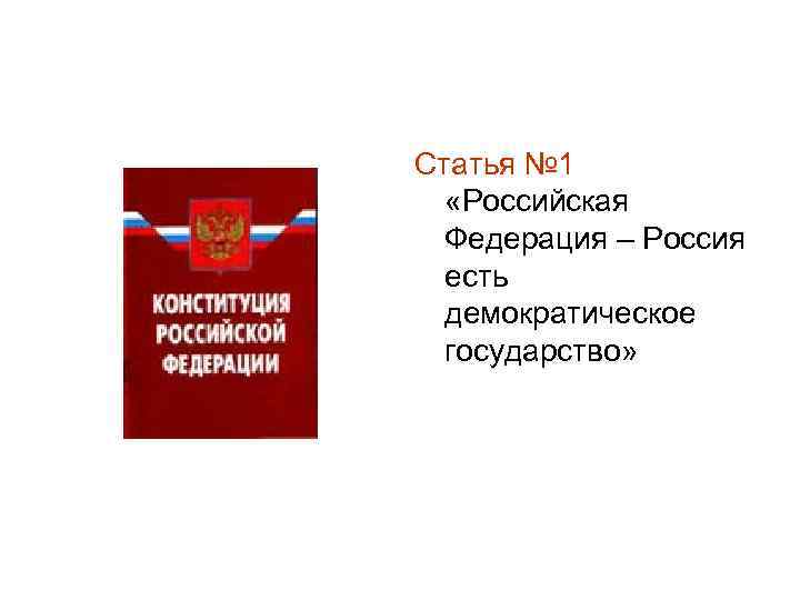 Статья № 1 «Российская Федерация – Россия есть демократическое государство» 