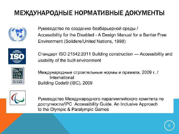 МЕЖДУНАРОДНЫЕ НОРМАТИВНЫЕ ДОКУМЕНТЫ 8 