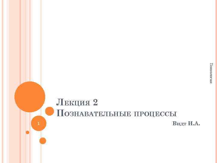 Психология ЛЕКЦИЯ 2 ПОЗНАВАТЕЛЬНЫЕ ПРОЦЕССЫ 1 Видт И. А. 