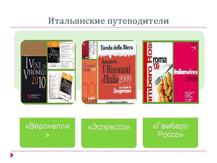 Итальянские путеводители «Веронелли » «Эспрессо» «Гамберо Россо» 