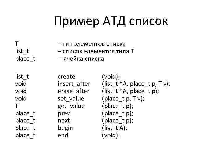 Списки информация