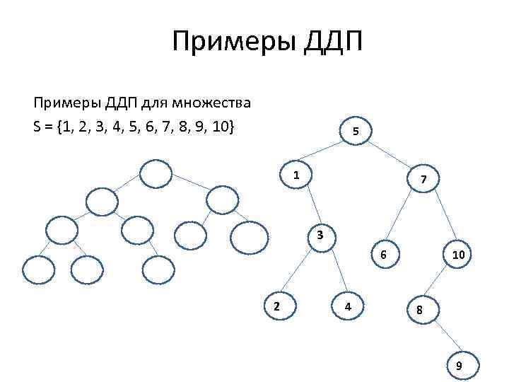 Примеры ДДП для множества S = {1, 2, 3, 4, 5, 6, 7, 8,