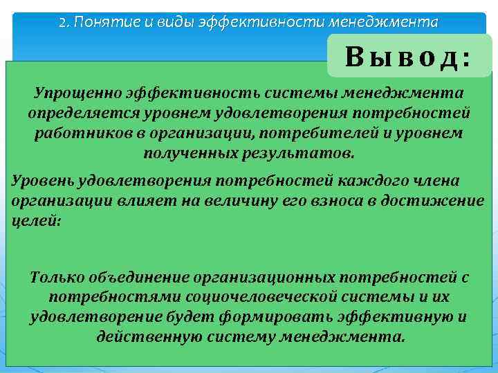 Понятие эффективный менеджмент. Вывод по менеджменту. Эффективность менеджмента вывод. Вывод об управлении финансами. Виды эффективности менеджмента.