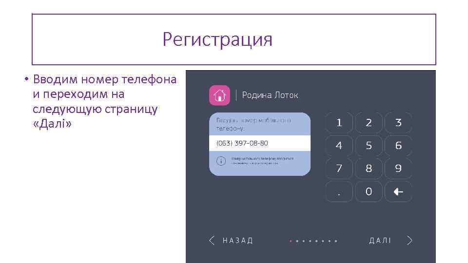 Введение номера телефона. Ввод номера телефона ползунком. Форма введения номера. Код приходит на телефон.