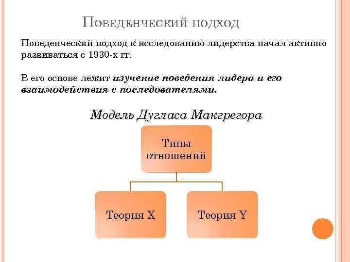 Поведенческий подход к лидерству презентация