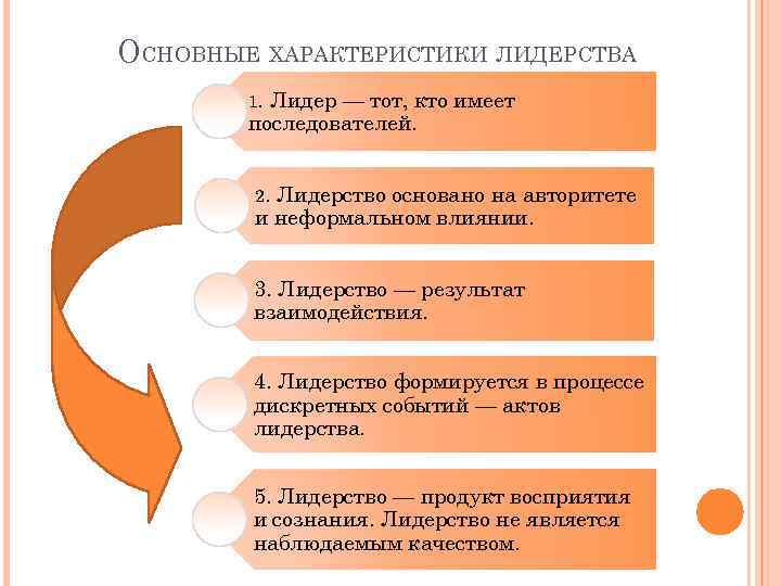 ОСНОВНЫЕ ХАРАКТЕРИСТИКИ ЛИДЕРСТВА 1. Лидер — тот, кто имеет последователей. 2. Лидерство основано на