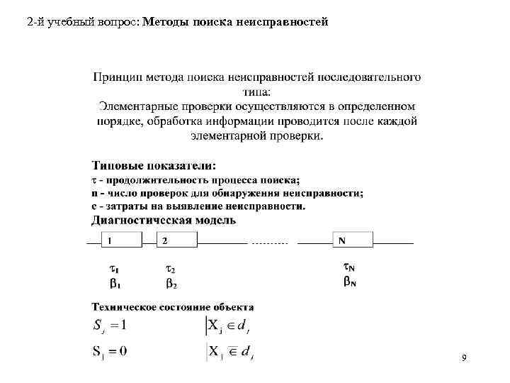2 -й учебный вопрос: Методы поиска неисправностей 9 