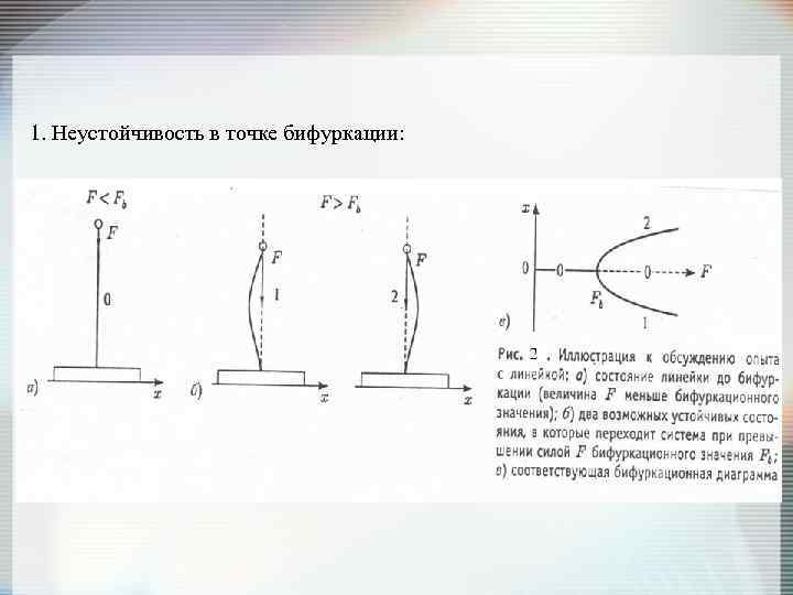 1. Неустойчивость в точке бифуркации: 