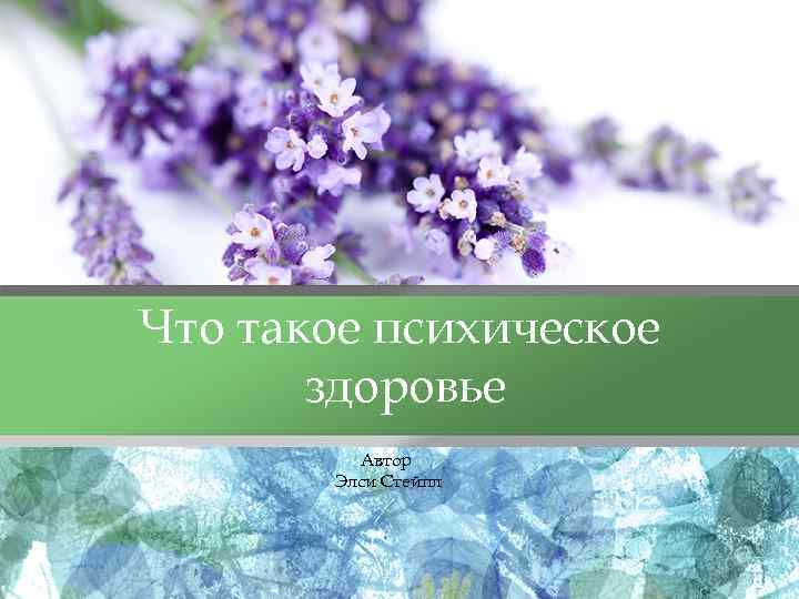 Что такое психическое здоровье Автор Элси Стейпл 