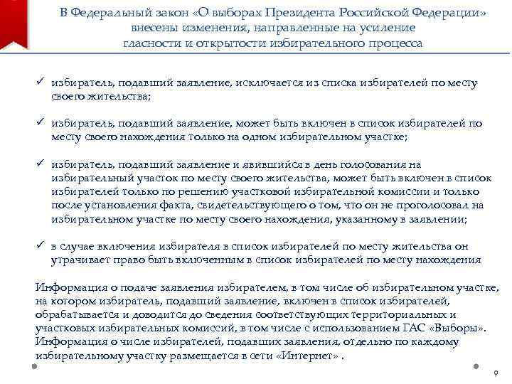 В Федеральный закон «О выборах Президента Российской Федерации» внесены изменения, направленные на усиление гласности