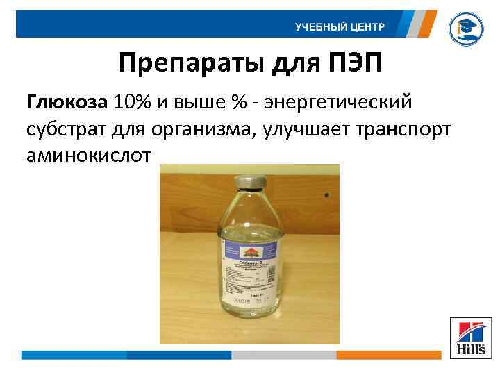 Препараты для ПЭП Глюкоза 10% и выше % - энергетический субстрат для организма, улучшает