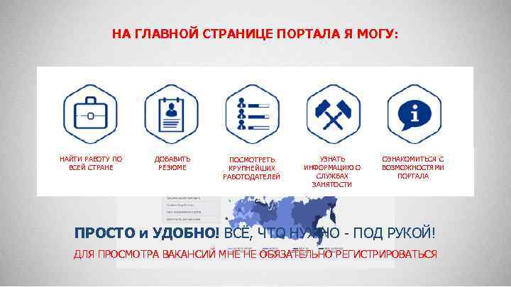 НА ГЛАВНОЙ СТРАНИЦЕ ПОРТАЛА Я МОГУ: НАЙТИ РАБОТУ ПО ВСЕЙ СТРАНЕ ДОБАВИТЬ РЕЗЮМЕ ПОСМОТРЕТЬ