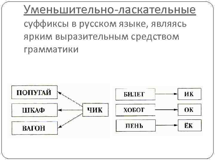 Уменьшительно-ласкательные суффиксы в русском языке, являясь ярким выразительным средством грамматики 