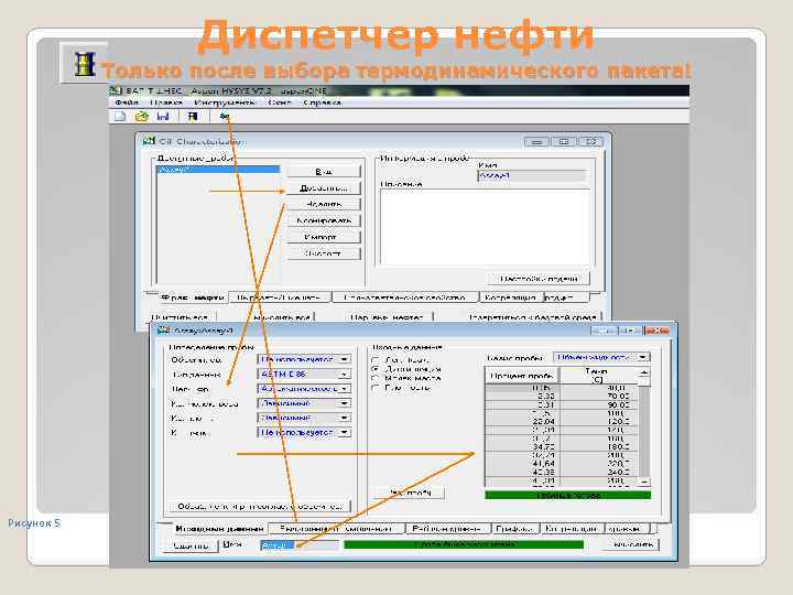 Диспетчер нефти Только после выбора термодинамического пакета! Рисунок 5 