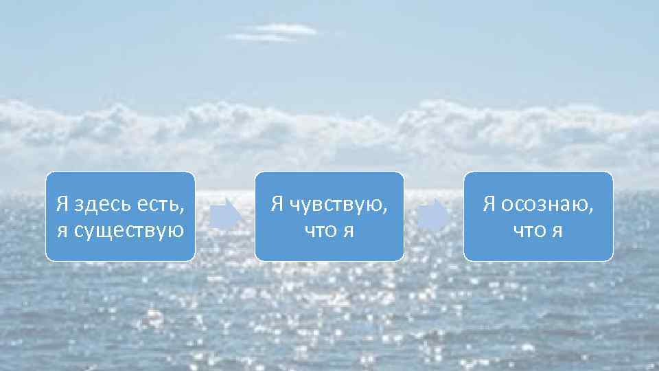 Я здесь есть, я существую Я чувствую, что я Я осознаю, что я 