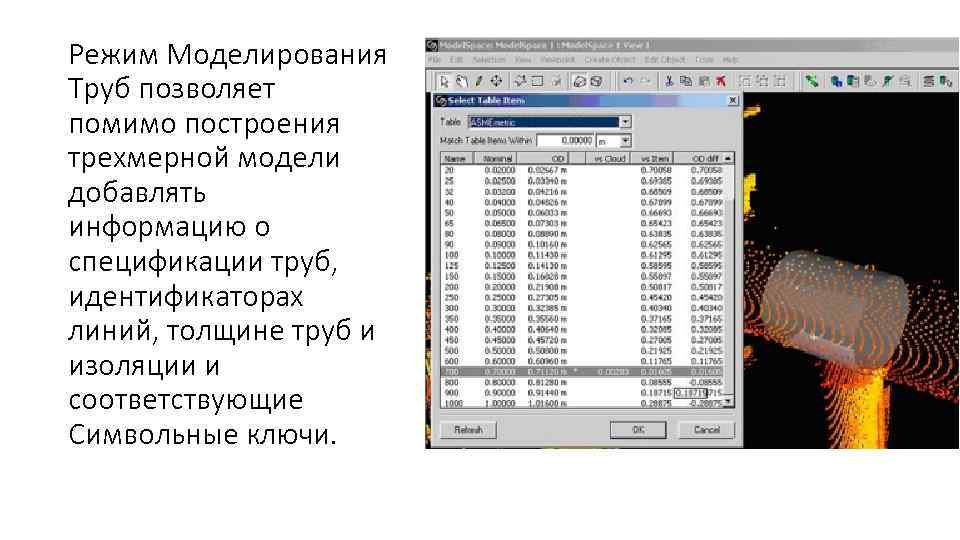 Режим Моделирования Труб позволяет помимо построения трехмерной модели добавлять информацию о спецификации труб, идентификаторах