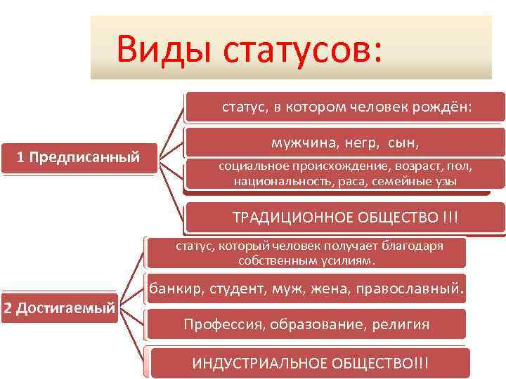 К предписываемым социальным статусам относятся. Виды статусов. Статус человека предписанный и достигаемый социальный. Социальный статус предписанный пол Возраст.