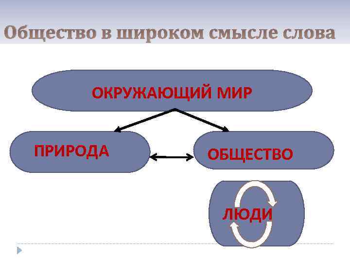 Общество в широком смысле слова ОКРУЖАЮЩИЙ МИР ПРИРОДА ОБЩЕСТВО ЛЮДИ 