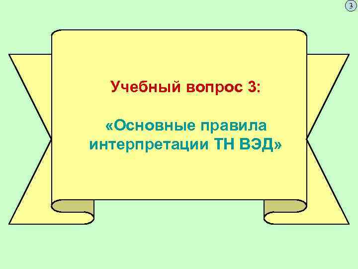 3 Учебный вопрос 3: «Основные правила интерпретации ТН ВЭД» 