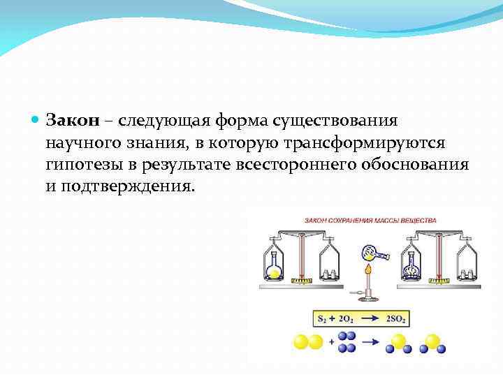  Закон – следующая форма существования научного знания, в которую трансформируются гипотезы в результате