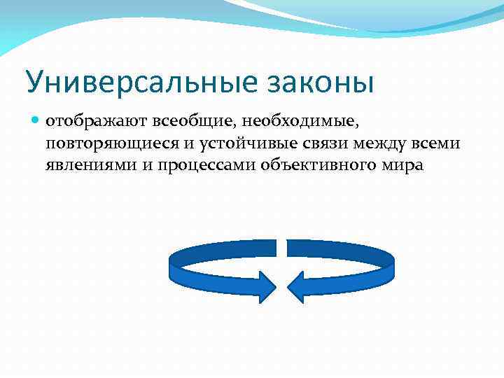 Универсальные законы отображают всеобщие, необходимые, повторяющиеся и устойчивые связи между всеми явлениями и процессами