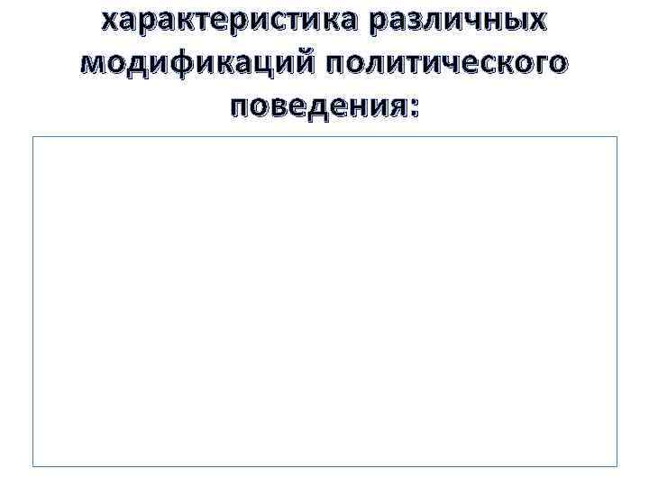 характеристика различных модификаций политического поведения: 