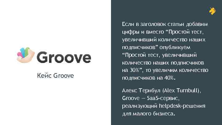 Кейс Groove Если в заголовок статьи добавим цифры и вместо “Простой тест, увеличивший количество