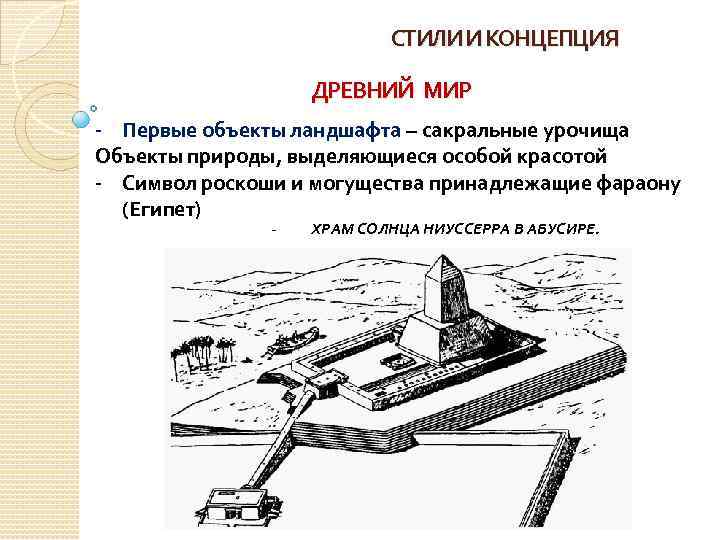 СТИЛИ И КОНЦЕПЦИЯ ДРЕВНИЙ МИР - Первые объекты ландшафта – сакральные урочища Объекты природы,