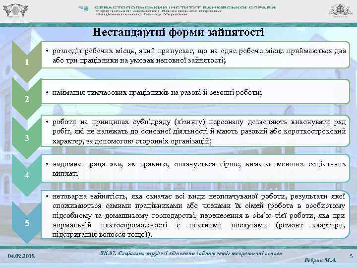 Нестандартні форми зайнятості 1 2 • розподіл робочих місць, який припускає, що на одне