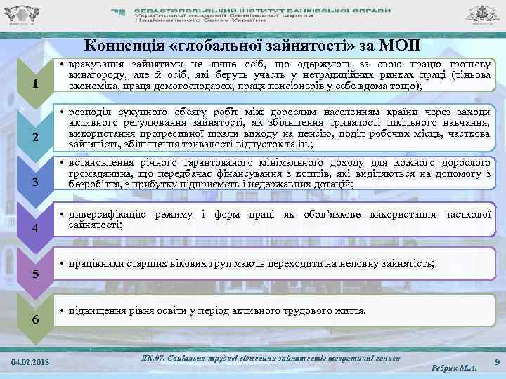 Концепція «глобальної зайнятості» за МОП 1 2 • врахування зайнятими не лише осіб, що