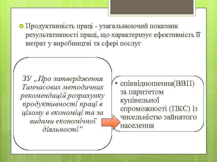  Продуктивність праці - узагальнюючий показник результативності праці, що характеризує ефективність її витрат у