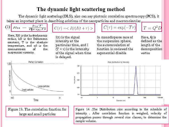 The dynamic light scattering method The dynamic light scattering (DLS), also can say photonic