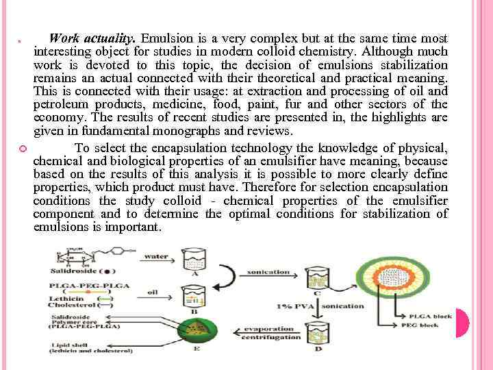  Work actuality. Emulsion is a very complex but at the same time most