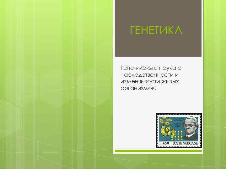 ГЕНЕТИКА Генетика-это наука о наследственности и изменчивости живых организмов. 