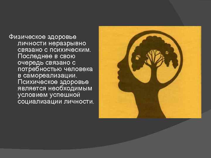 Физическое здоровье личности неразрывно связано с психическим. Последнее в свою очередь связано с потребностью