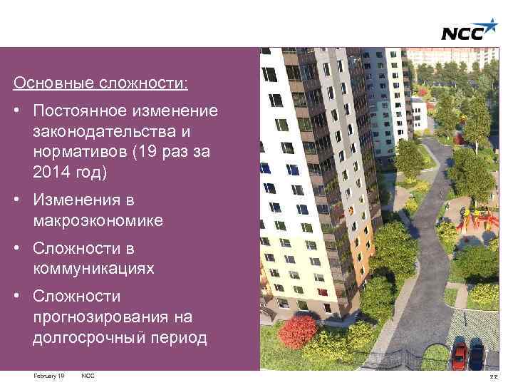 Основные сложности: • Постоянное изменение законодательства и нормативов (19 раз за 2014 год) •