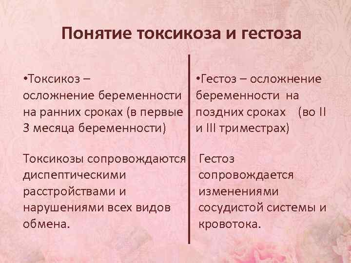 Понятие токсикоза и гестоза • Токсикоз – осложнение беременности на ранних сроках (в первые