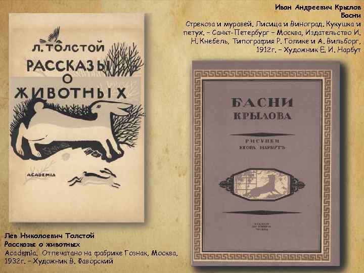 Иван Андреевич Крылов Басни Стрекоза и муравей. Лисица и Виноград. Кукушка и петух. –