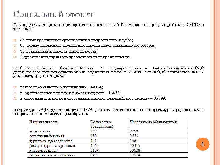 СОЦИАЛЬНЫЙ ЭФФЕКТ Планируется, что реализация проекта повлечет за собой изменение в процессе работы 142