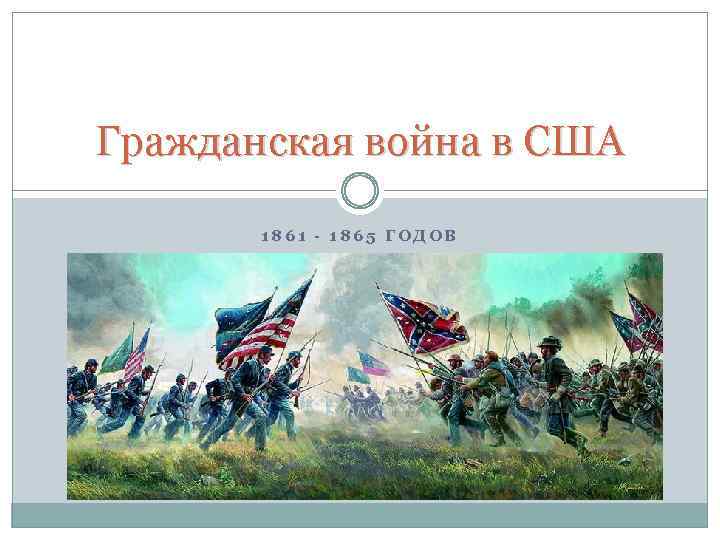 Гражданская война в США 1861 - 1865 ГОДОВ 