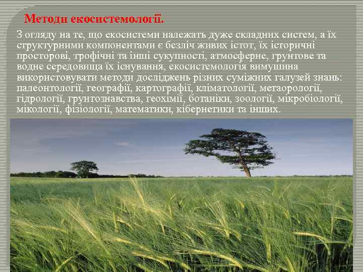 Методи екосистемології. З огляду на те, що екосистеми належать дуже складних систем, а їх