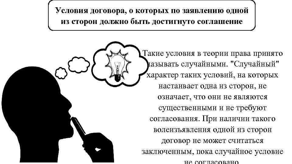 Условия договора, о которых по заявлению одной из сторон должно быть достигнуто соглашение Такие