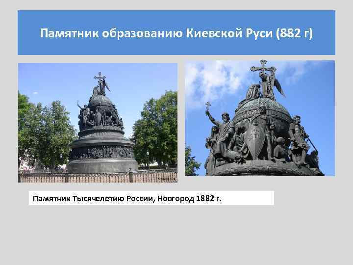 Памятник образованию Киевской Руси (882 г) Памятник Тысячелетию России, Новгород 1882 г. 